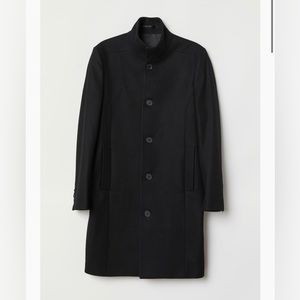 Black Cashmere-blend trench coat with buttons and collar